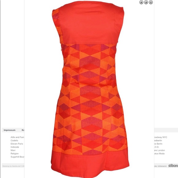 SKFK Skunkfunk ethical fair trade orange red dress - Picture 3 of 7